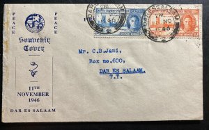1946 Dar Es Salaam Tanganyika First Day Cover FDC Peace Issue