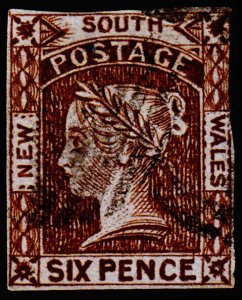 New South Wales Scott 19, Plate II (1852) Used F, CV $425.00 M