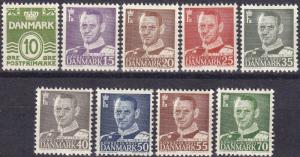 Denmark #318-26  F-VF Unused CV $41.75