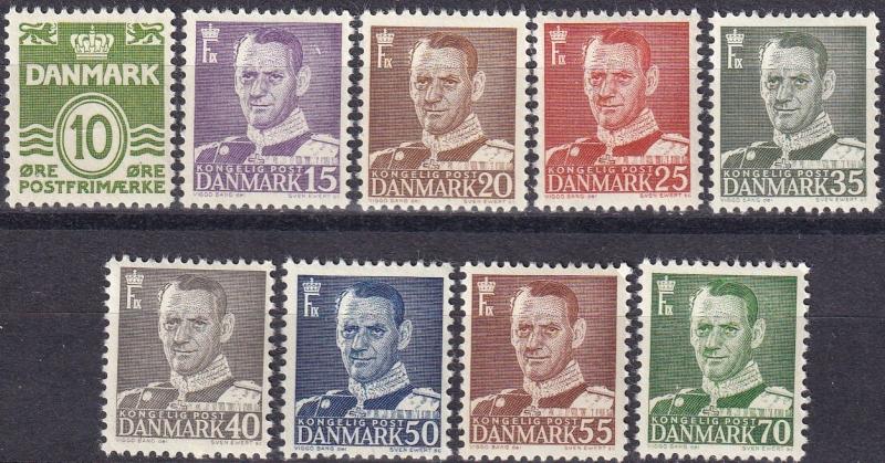 Denmark #318-26  F-VF Unused CV $41.75