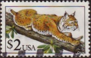 USA 1990 Sc#2482 $2 Bobcat USED.