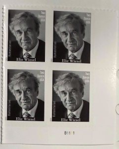 US 2025 Elie Wiesel #6037 pltte bk off 4 MINT