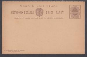 Orange Free State H&G 19 mint 1898 1p + 1p Postal Reply Double Card, perf 7