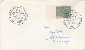 European Bridge Championships 1963 Cover Germany.Fancy Cancel Card Suits