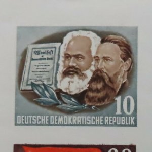 HuskyStamps ~ Germany DDR #146a, Imperforate Souvenir Sheet, MNH, Marx, 11pics