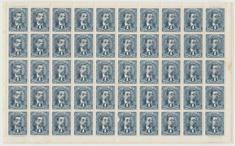 PARAGUAY 1902-03 Sc 73-74, 73a & 74a Se-Tenant in FULL SHEET & BLOCK OF 50 MINT+