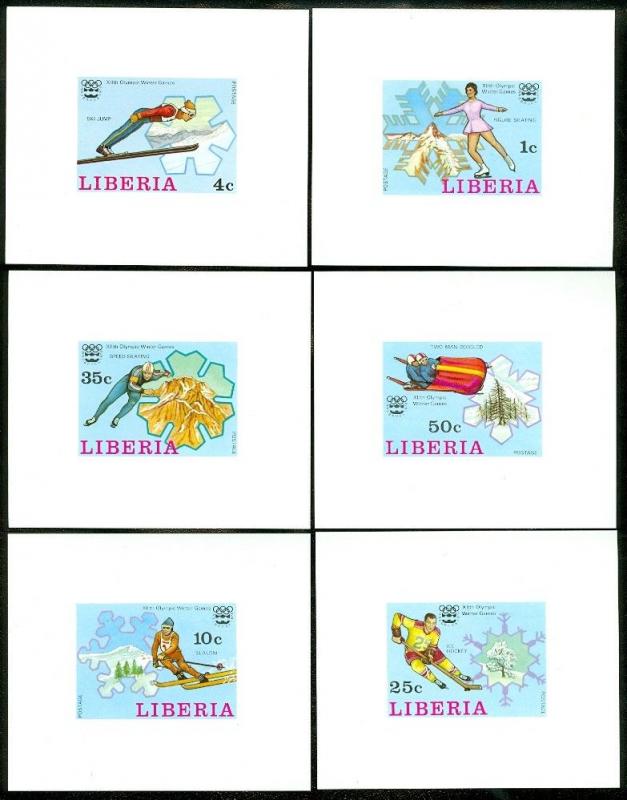 EDW1949SELL : LIBERIA 1976 Scott #727-32 Olympics Complete set of Deluxe Sheets.