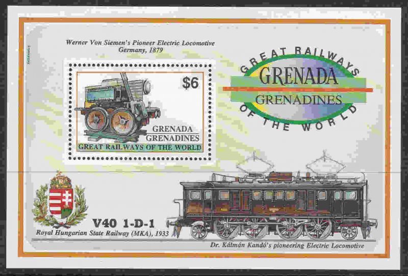 Grenada-Grenadines #1382A s/sheet F-VF Mint NH ** First Electric Locomotive