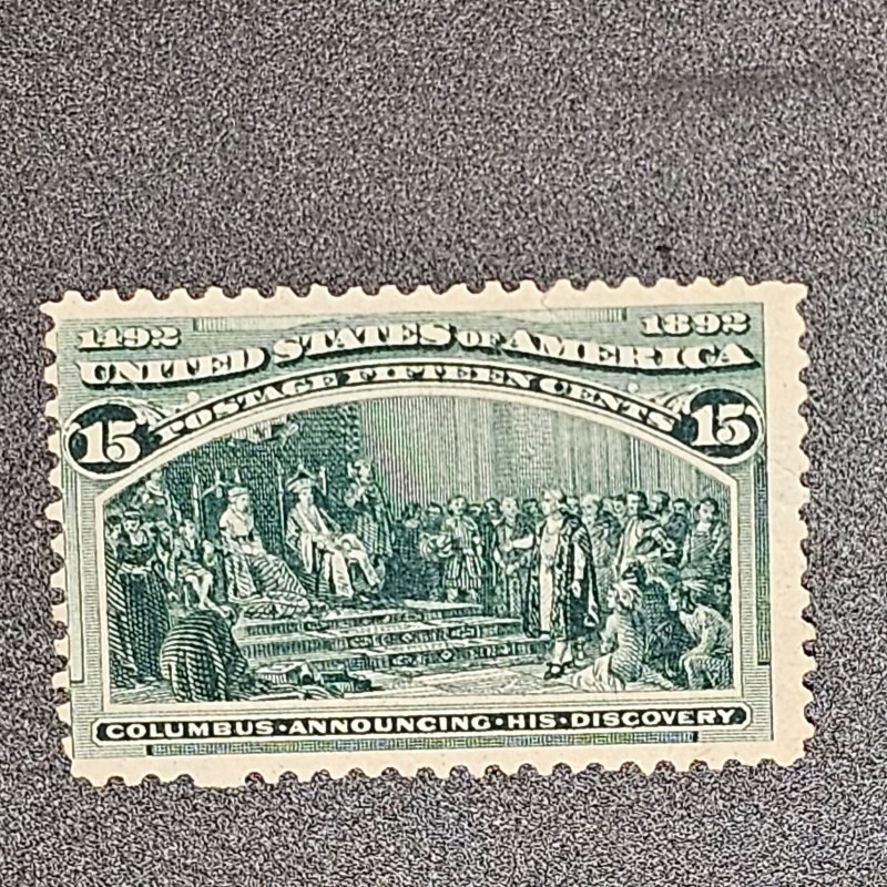 238 15 cent Columbian upper right corner tear repaired Mint NG CSV 50.00