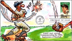 Scott 2417 25 Cents Lou Gehrig - Baseball Adams Hand Painted FDC