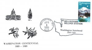 US EVENT SPECIAL PICTORIAL POSTMARK STATE OF WASHINGTON CENTENNIAL 1989