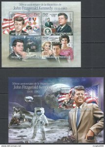 2013 Central Africa John Kennedy Space Apollo 11 Marilyn Monroe Kb+Bl ** Ca692