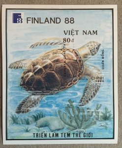 Vietnam North DR 1988 Loggerhead Turtle imperf MS, MNH.  Scott 1971a, CV $17.00