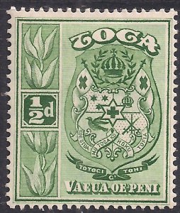 Toga - Tonga 1942 - 49 KGV1 1/2d Yellow Green MM SG 74 ( J504 )