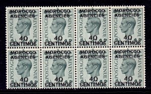 GREAT BRITAIN (MOROCCO) — SCOTT 87 — 1940 40c ON 4d KGVI — MNH BLK/8 — SCV $280