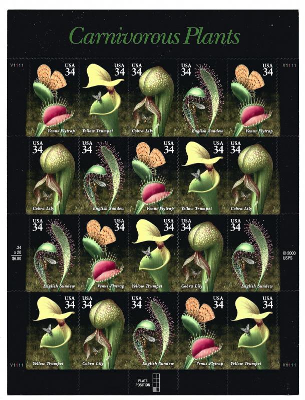 3531A, P. O. FRESH PANE of TWENTY, nice, **XF**, MINT NH
