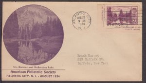 1934 National Parks Mt Rainier Sc 750a-11 souvenir sheet unknown cachet