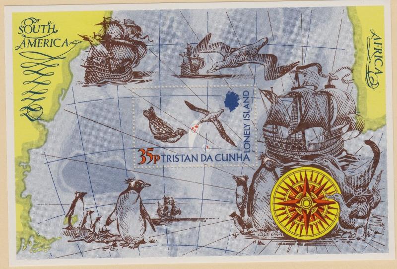 TRISTAN DA CUNHA MNH Scott # 195 Map, Penguin, Sea Gull (1 Sheet)