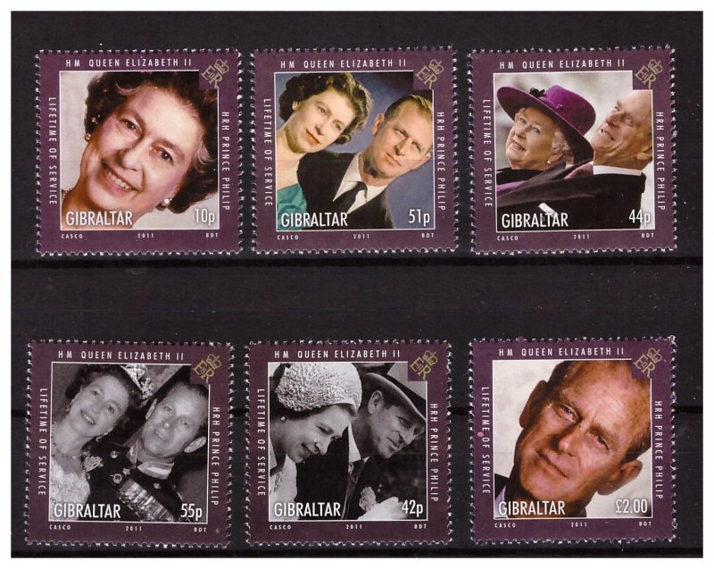 GIBRALTAR 2011 Queen Elizabeth II & Prince Philip 6v set MNH