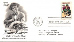 US 1755 Jimmie Rogers Artcraft Typed FDC