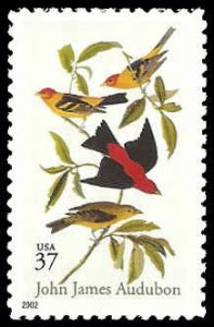 PCBstamps   US #3650 37c Scarlet & Louisiana Tanagers, MNH, (8)