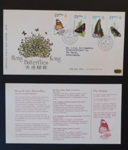 1979 Hong Kong First Day Cover to Hague Netherlands FDC Butterflies