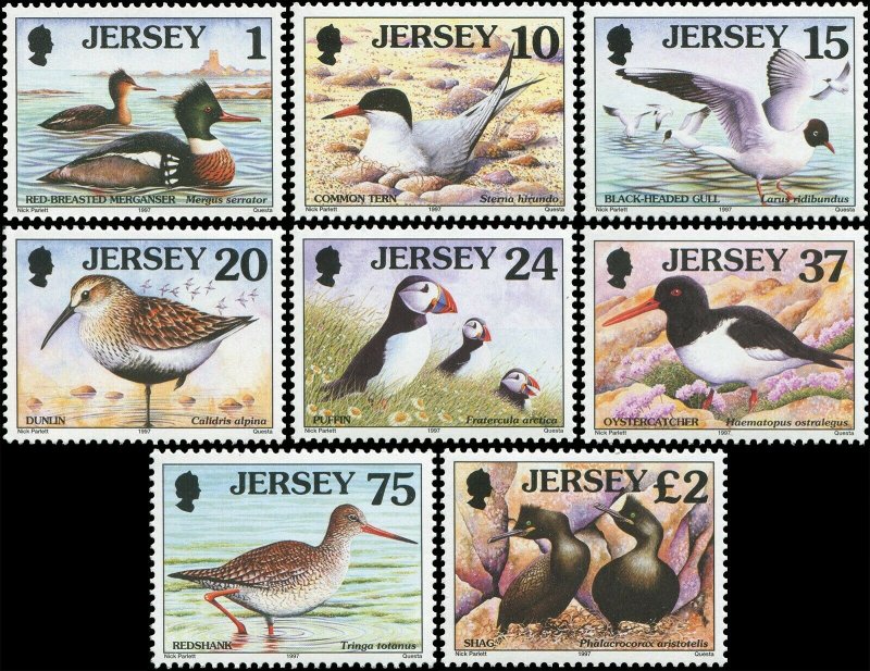 Great Britain Jersey 1997 Sc 778-785 Birds Merganser Tern Gull Puffin CV $10.85