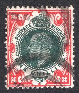 Great Britain  #138a  1902  used Edward VII  1s dark green and red