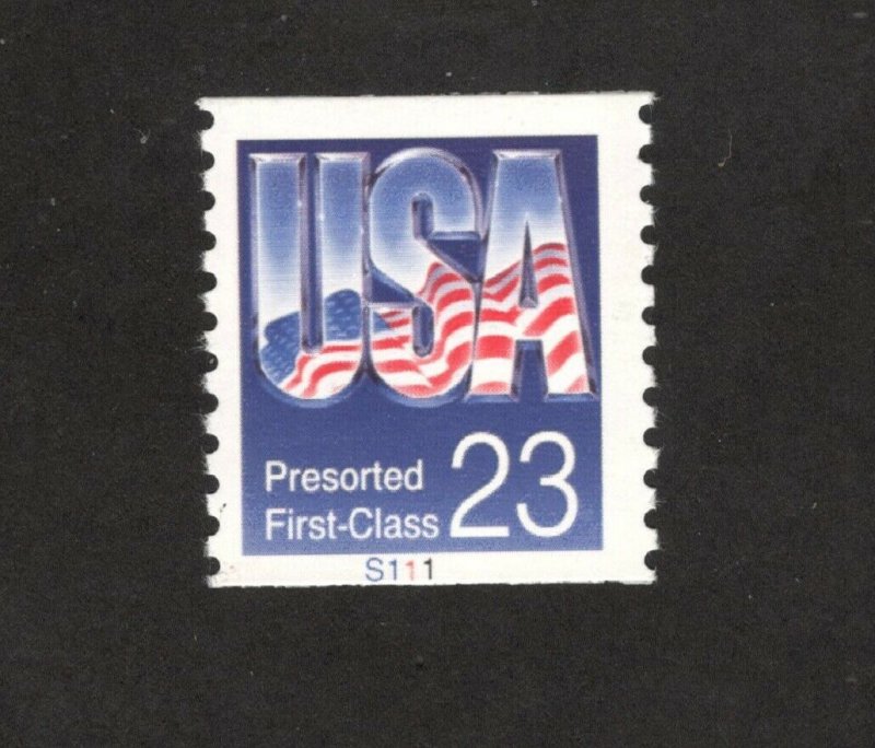 2608 USA & Flag Presorted Coil US Single With Plate Number Mint/nh SHIPS FREE
