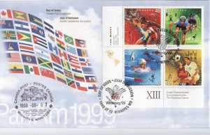 Canada 1804a (block of 4 on fdc) Pan American Games, Winnipeg (1999)