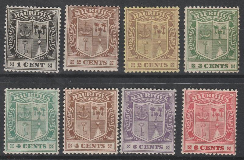 MAURITIUS 1921 ARMS RANGE TO 8C WMK MULTI SCRIPT CA