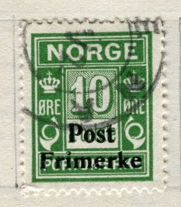 NORWAY; 1920s early Post Frimerke Optd. issue fine used 10ore. value