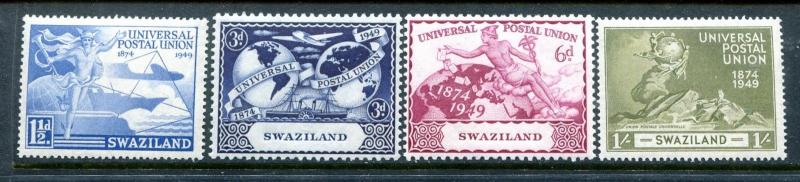 Swaziland 50-53, MNH, UPU-75 1949 Plane Ship Hemisphere Globe. 