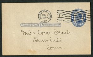 1911 US Postal Card Bridgeport CT to Trumbull RSVP Social History McKinley 1c