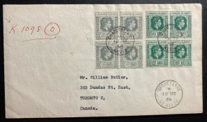 1954 Charlestown Leeward Island Registered Cover To Toronto Canada Via St Kitts