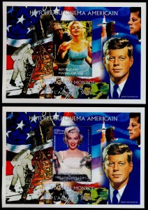 Malagasy set of 8 s/s's MNH Marilyn Monroe, History of Cinema, Space, Kennedy