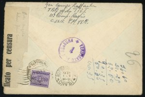 Italy Milan 1941 Military Mail Censor Verified Cover Postage with Letter WWII