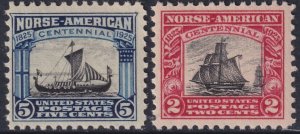 Sc# 620 / 621 U.S. 1925 Norse-American complete set MLH CV $12.00 stk #2