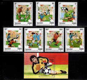 Cambodia Scott 921-928 MNH** 1990 Soccer world cup set & souvenir sheet CV$11