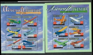 $Bhutan Sc#1303-1305, 1306-1308 M/NH/VF S/S Aircraft, Cv. $44