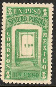 MEXICO G6, $1PESO INSURED LETTER. MINT, NH. F-VF