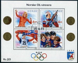 Norway 946 sheet,CTO OSLO 10.06.89.Mi 1027-1030 Bl.12. Olympics Lillehammer-1994 