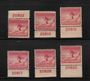 1932 Lake Placid Olympics Sc 716 MNH different plate numbers/positions CV $23 (G