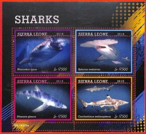 A4616 - SIERRA LEONE - ERROR MISPERF, Miniature sheet: 2019, Sharks, Marine Life