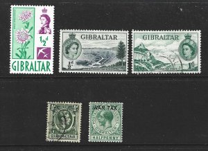 GIBRALTAR Mint & Used Mini Lot of 5 Different 2018 CV $3.25