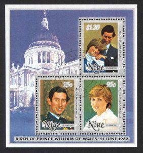 Niue Sc# 359B SG# MS464 Used Souvenir Sheet 1982 Birth of William #1