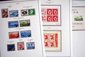 COLOR PRINTED JAPAN 1951-1960 STAMP ALBUM PAGES (35 illustrated pages)