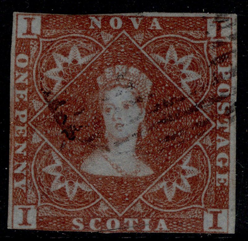 CANADA - Nova Scotia QV SG1, 1d red-brown, USED. Cat £500. 