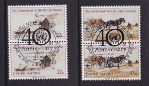 United Nations New York  #447-448  cancelled  1985  UN anniversary . pair