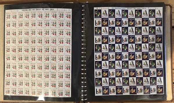 38 Different MNH Christmas Seal Sheets in album - See all scans - Free Ship